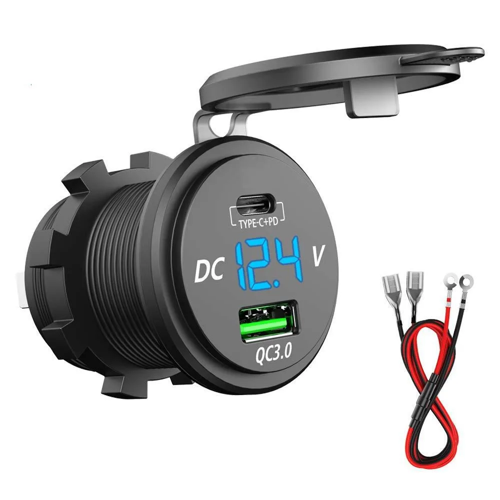  GemCoo P16 63W USB car charger 45W PD 18W QC3.0 12V 24V LED voltmeter — product photo