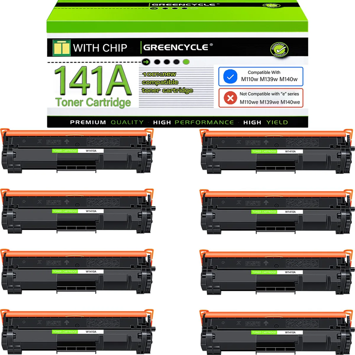 GREENCYCLE GREENCYCLE W1410A WITH CHIP Compatible Toner Cartridge 8 Pack Black — product photo