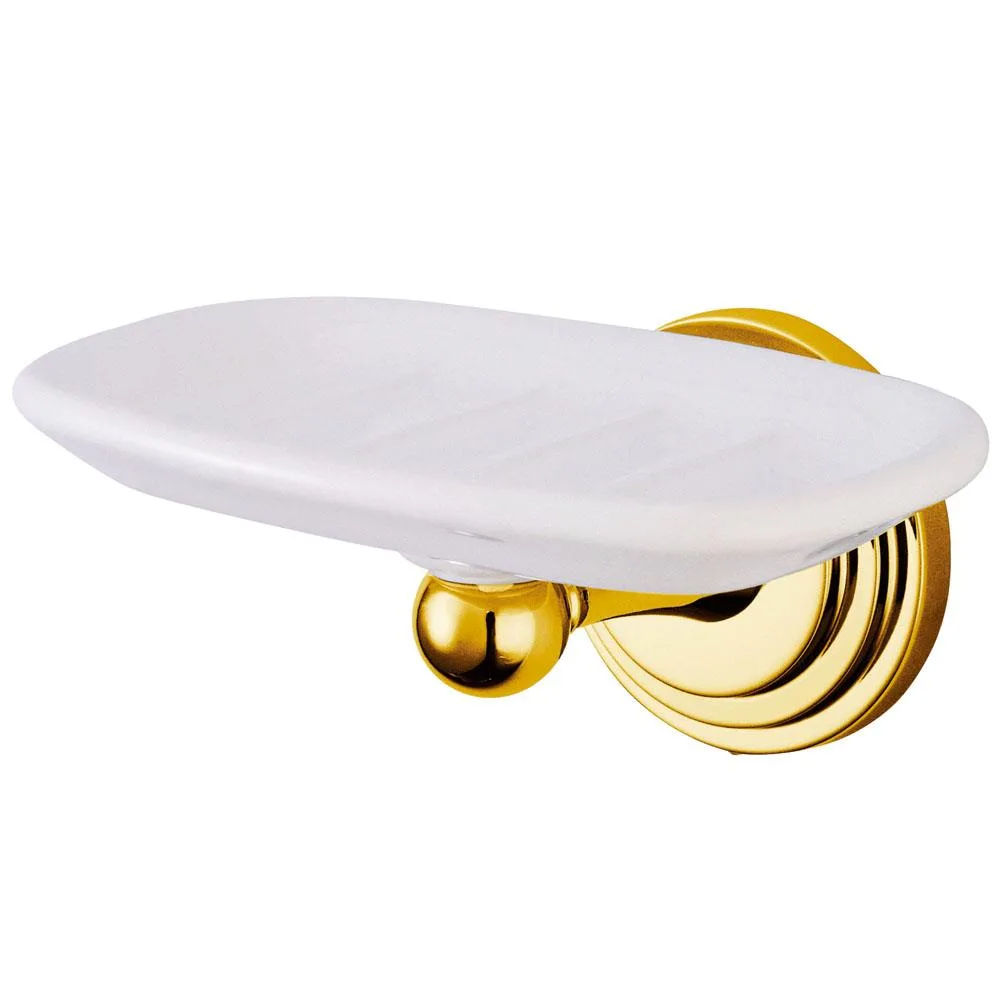 Wall-mounted Milano soap dish in polished brass finish