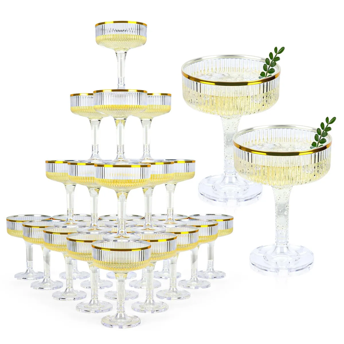  American Weigh Champagne Tower 48 Pack Clear 6 oz Crystal Stemware &amp; Bar Drinkware — product photo