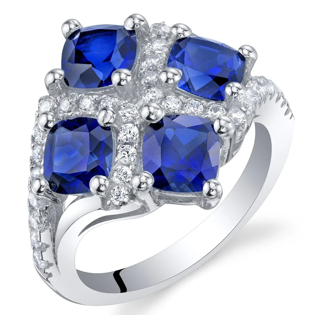 Oravo Oravo 2.50 Carat Created Blue Sapphire Sterling Silver Quad Ring Size 8 — product photo