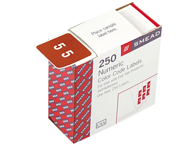 Smead Smead 67425 Single Digit Label Number 5 White on Brown 250 Roll — product photo
