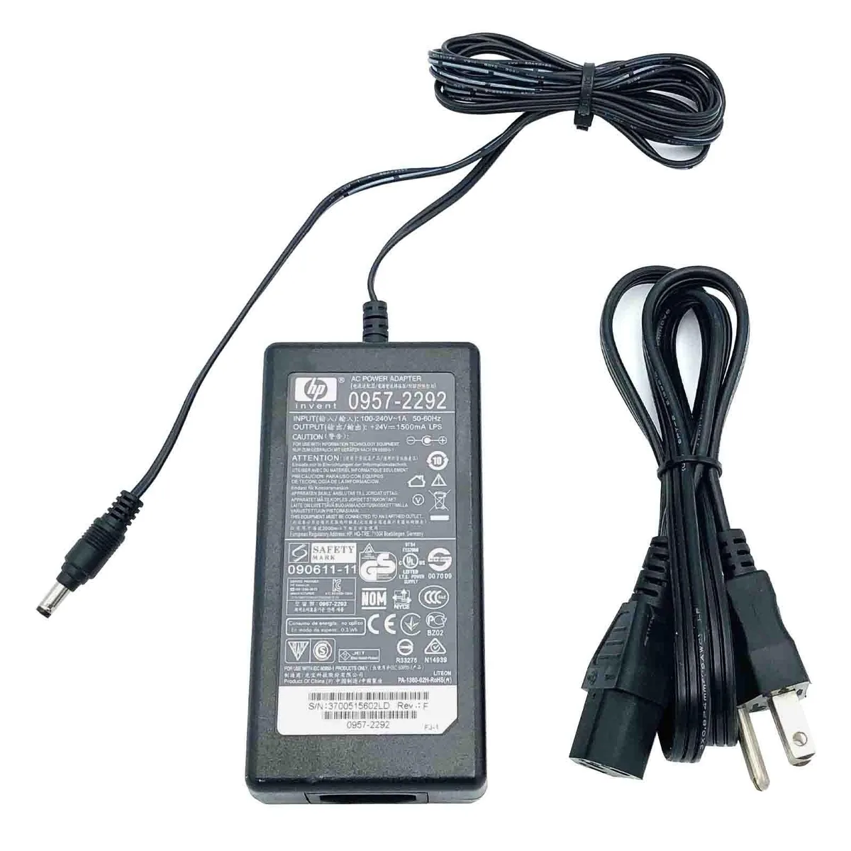 HP HP 0957-2483 36W 24V 1.5A power adapter — product photo