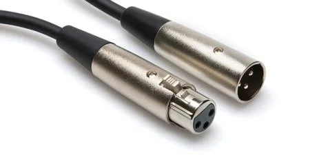 Black XLR male to female audio cable coiled 20ft 6.09m