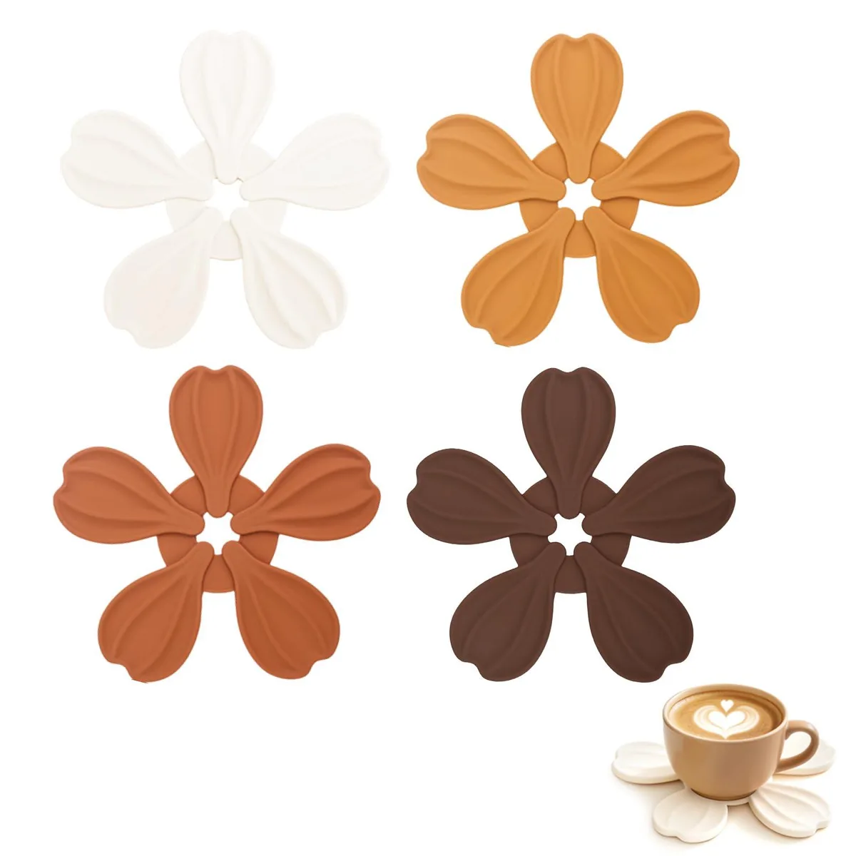 Vynusio Silicone Trivet Coasters Set of 4 Fall Color 6.5in .23in 440F — product photo