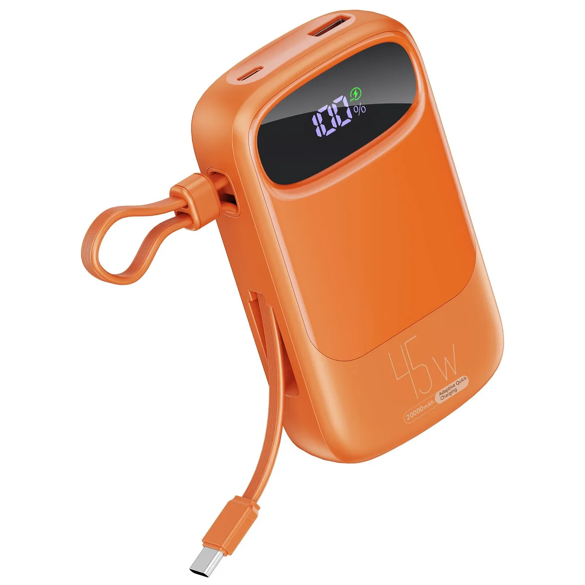 RETMSR M32 power bank 20000mAh 45W built-in USB-C cable Sun Orange — product photo