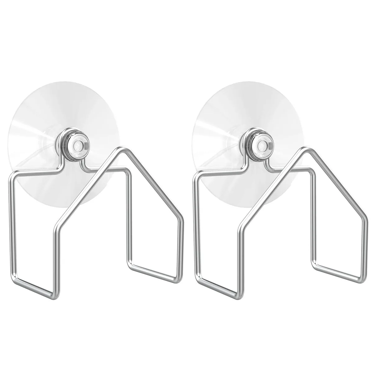 Two red stainless steel 304 sponge holders with suction cups, round open-grid design, 3.35 by 2.32 by 1.57 inches each
