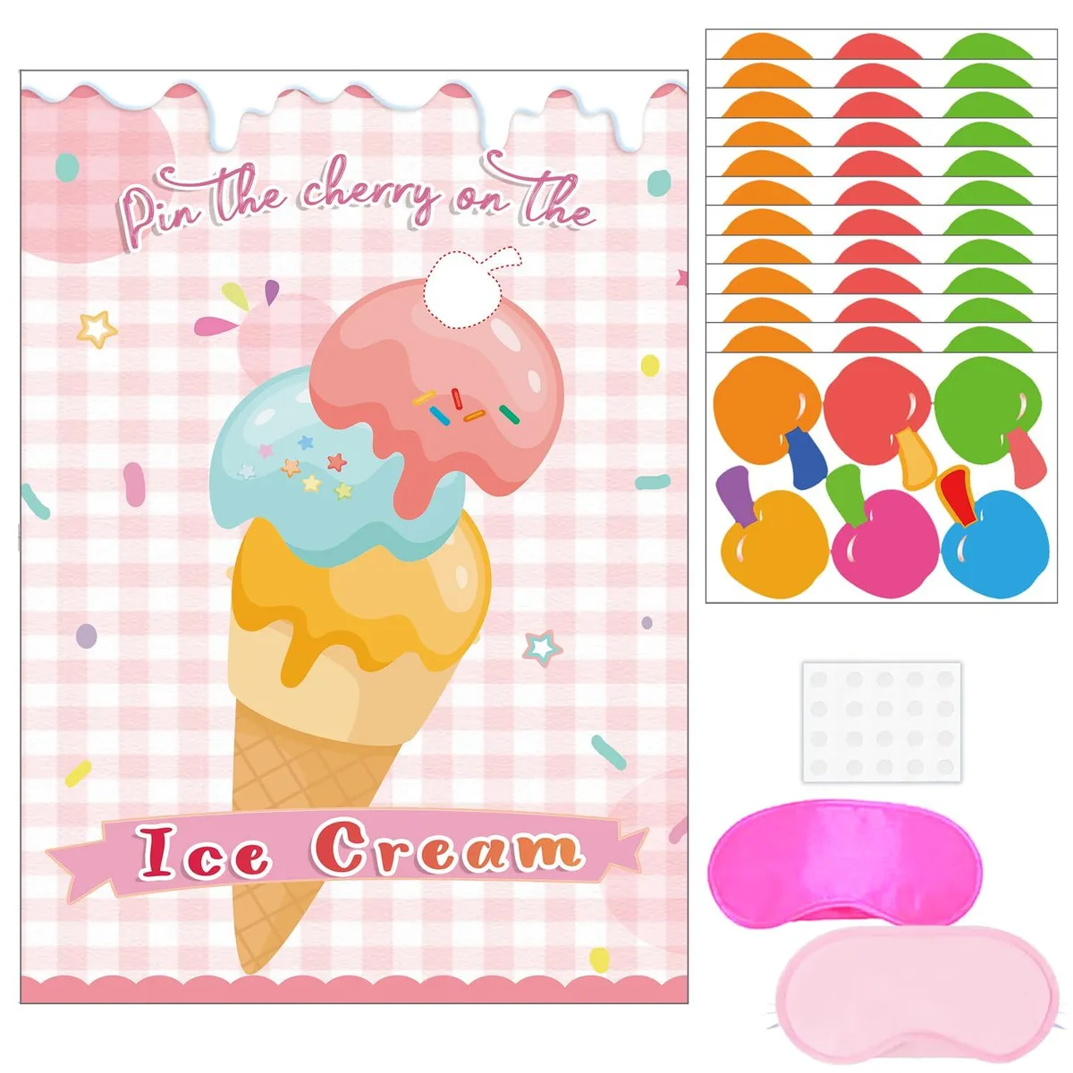  Worry Free Gadgets Pin The Cherry on The Ice Cream Game 21 x 28 Poster 72 Stickers — product photo