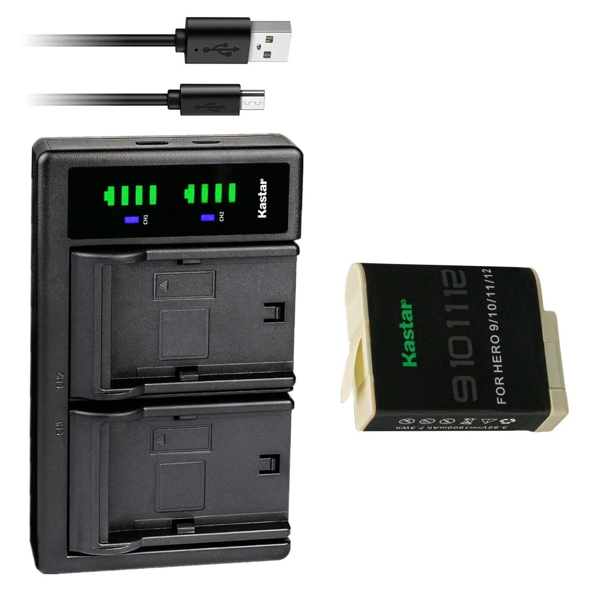Kastar Kastar GOPRO12 1-pack battery and LTD2 USB charger for GoPro HERO 9 10 11 12 — product photo