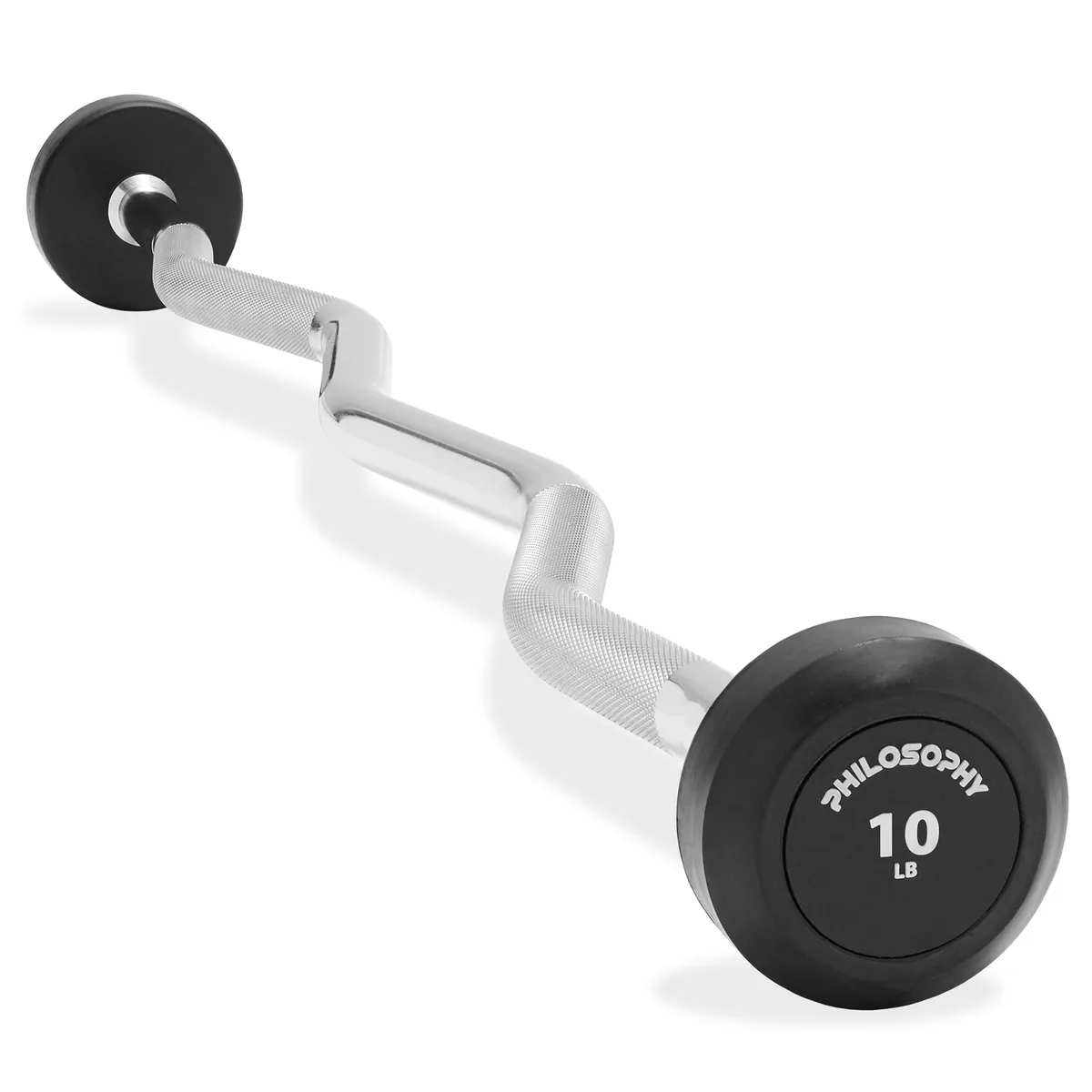 Philosophy Gym Philosophy Gym Rubber Fixed EZ Curl Barbell 10 LB — product photo