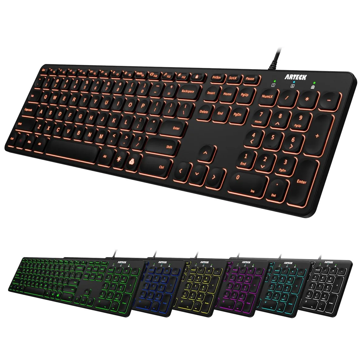  ORtek HA305-3B Gaming Keyboard Scissor Switch RGB Blue 16.7in — product photo
