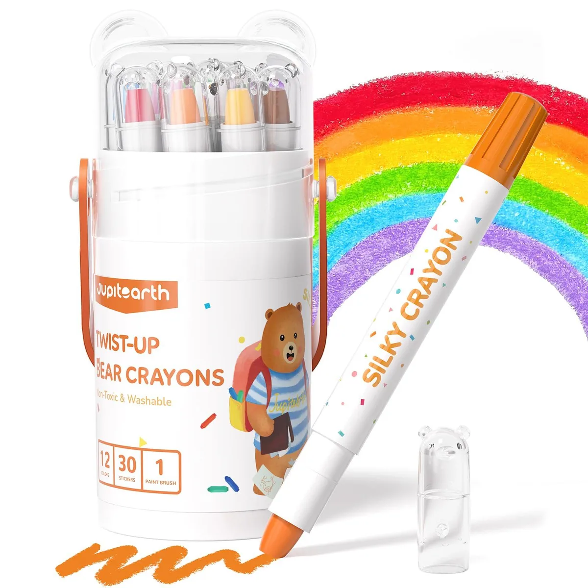  JUPITEARTH Bear-Shaped Crayons 12 Colors 120 PDFs — product photo