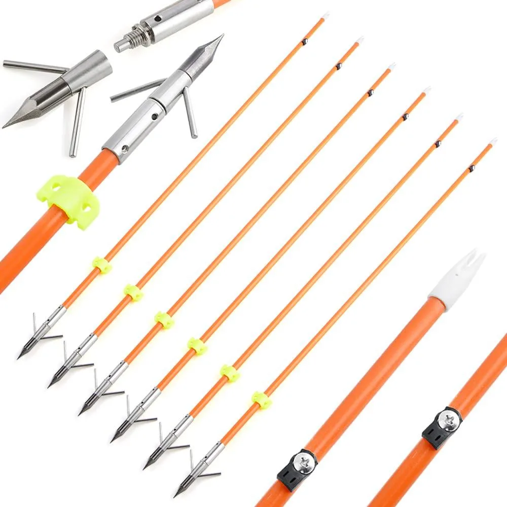 wolfman wolfman bowfishing arrows 32 inch silver broadheads 6 pack — product photo