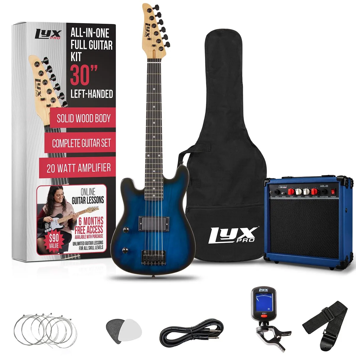 LyxPro LyxPro Left Hand 30 Inch Electric Guitar Kit Blue — product photo