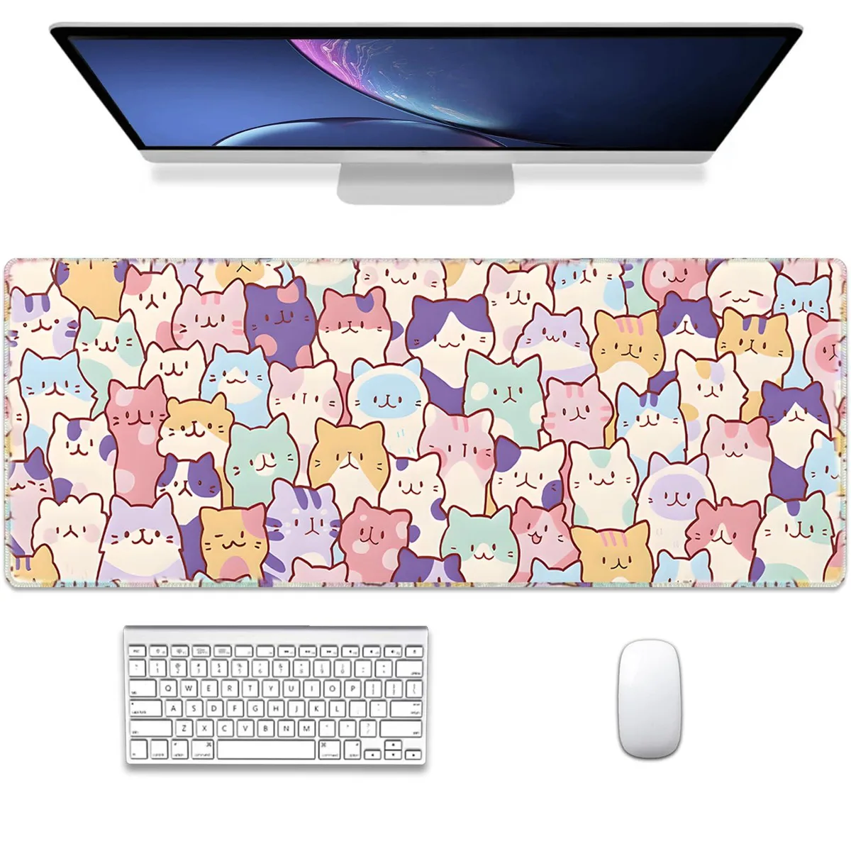 Uniqcasa Colorful Cat XL Mouse Pad 31.5x11.8 in — product photo