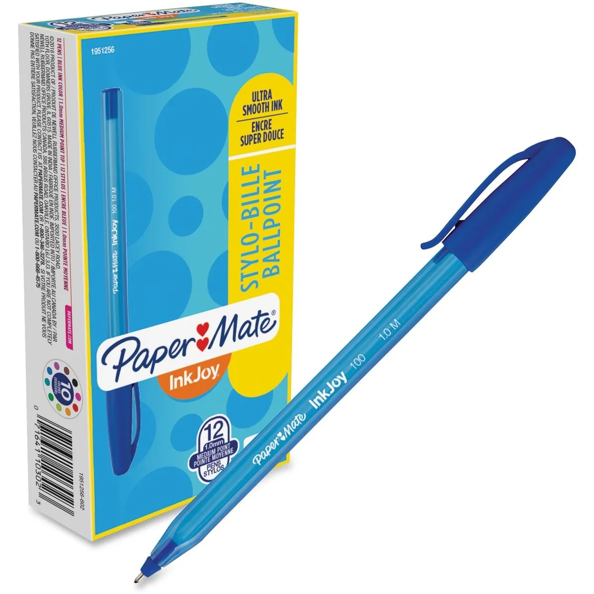 Rubbermaid Rubbermaid 1951256 Paper Mate InkJoy 100 Ballpoint Stick Pens Blue 1 Dozen — product photo