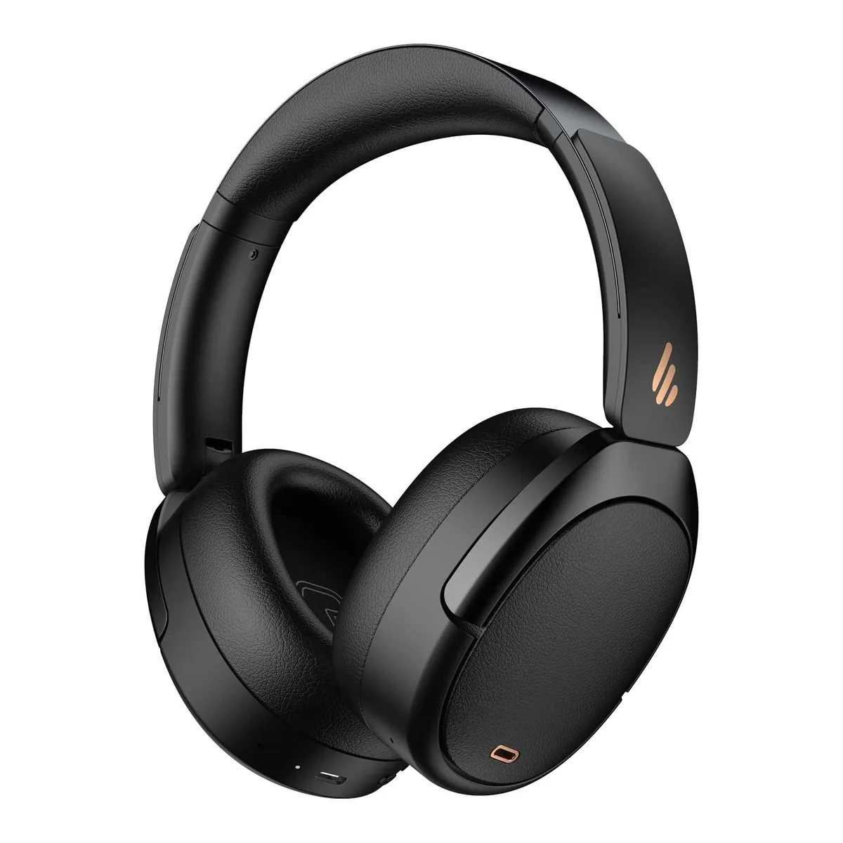 Black over-ear wireless headphones with padded ear cups and headband