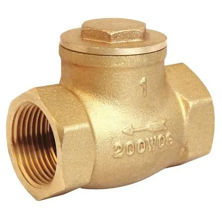 Brass swing check valve half inch FNPT connections 2.0625 inches long
