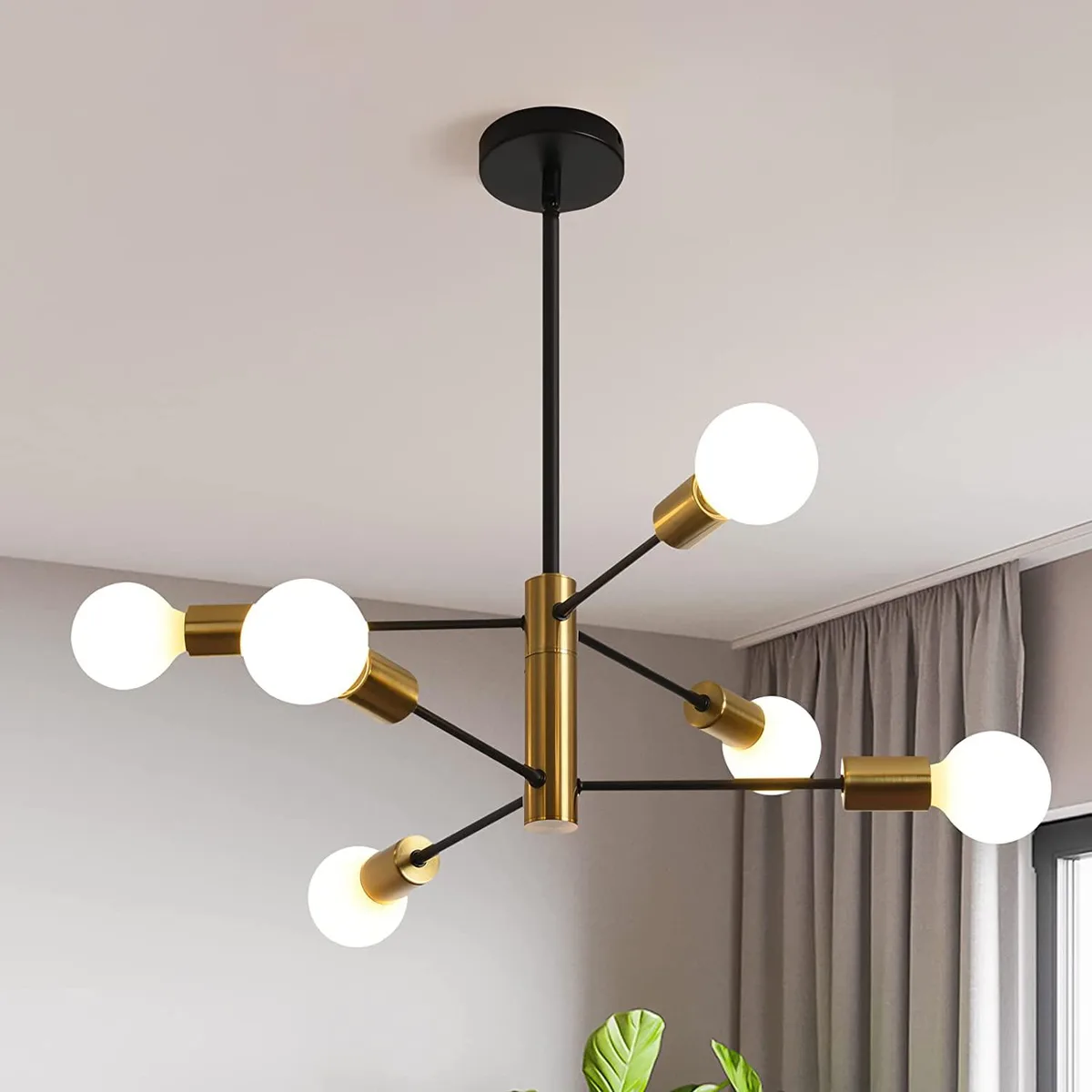 GARWARE WALL ROPES GARWARE WALL ROPES Sputnik Flush Mount Black Gold 6-Light 54cm 85cm — product photo