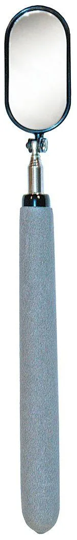 Telescoping rectangular glass mirror with foam handle extends to 36.5 inches