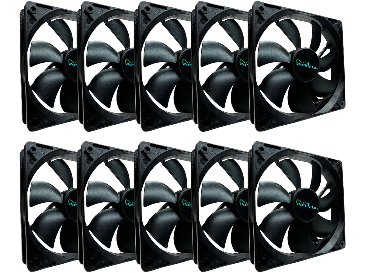 APEVIA CORP. APEVIA CORP. CF1012S-BK 120mm Case Fan 10-pack 1350 RPM 24.7 dBA — product photo