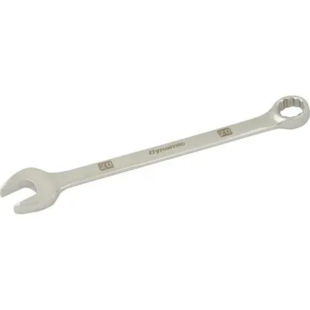 20mm 12-point combination wrench, mirror chrome finish, 15° angled ends
