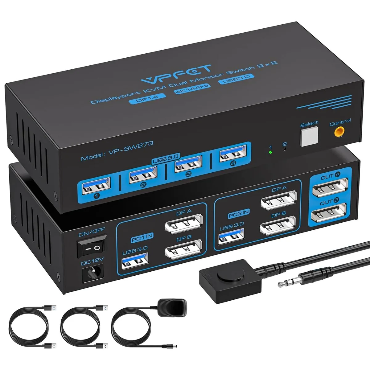Explus-C Explus-C Dual Monitor DP 1.4 KVM Switch 4K@144Hz USB 3.0 — product photo