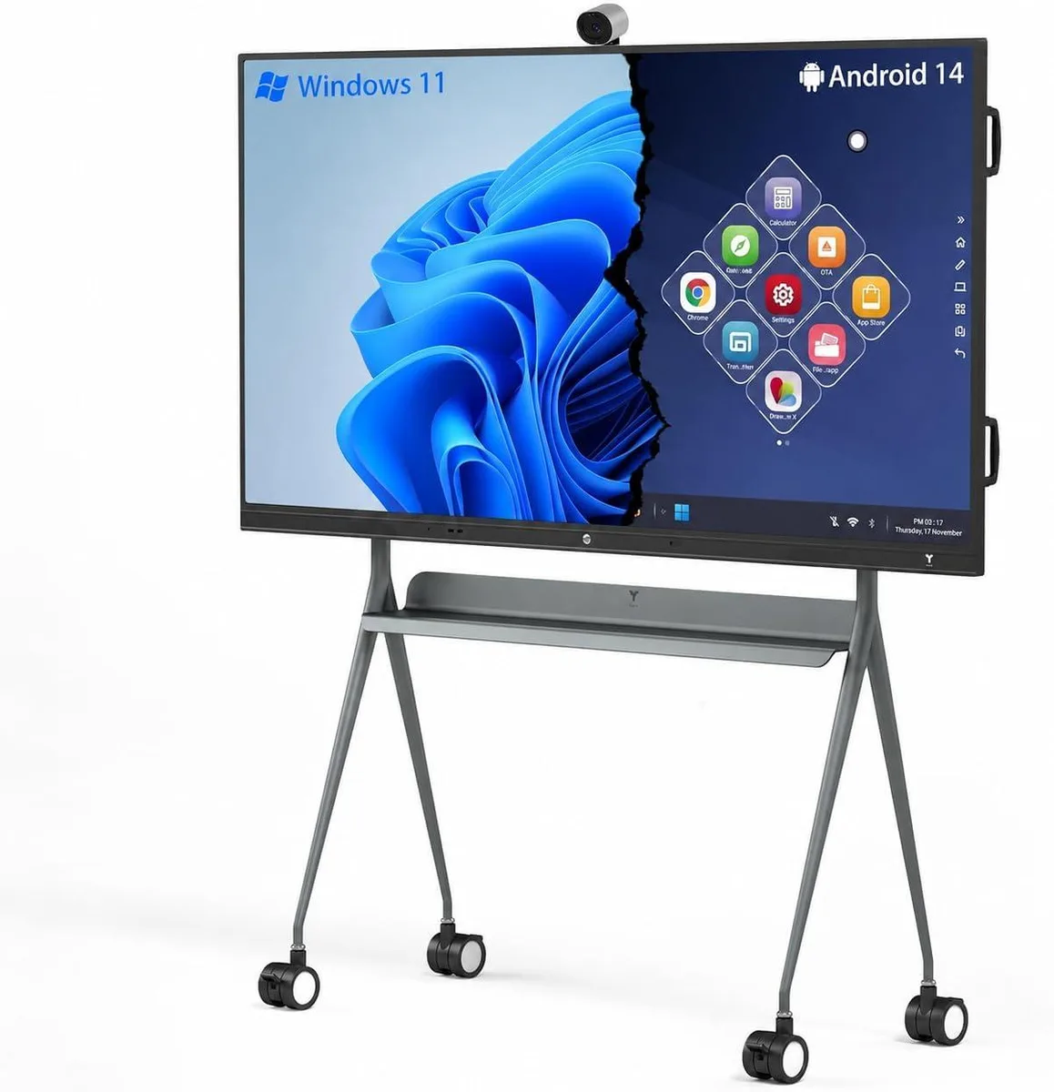 TIBURN TIBURN HQ Board 75" R3 MAX 16GB 256GB i5-12450H Android 14 Windows 11 Pro EDLA 4K Webcam Stand Mount — product photo