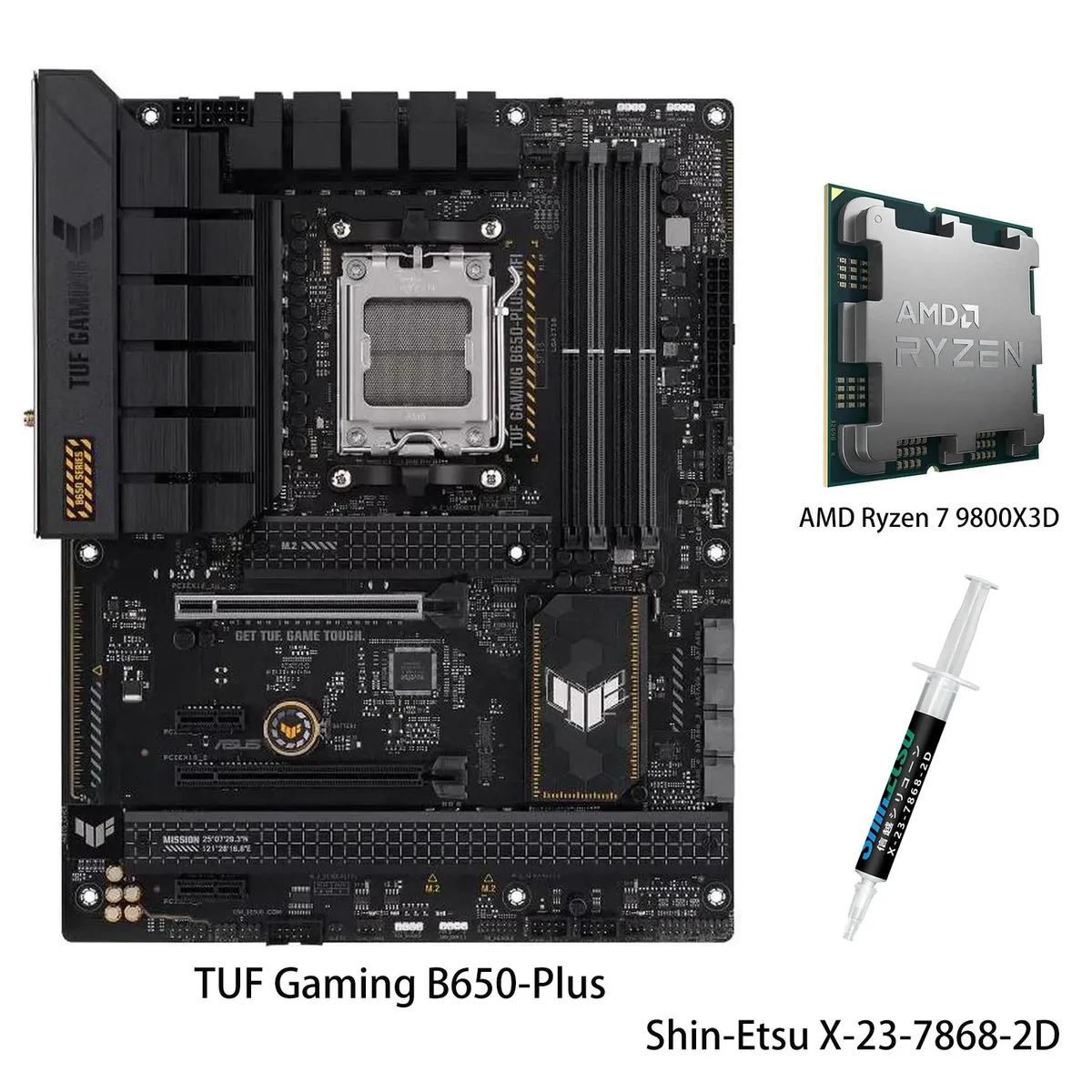 ASUS ASUS TUF Gaming B650-Plus &amp; Ryzen 7 9800X3D AMD motherboard combo — product photo