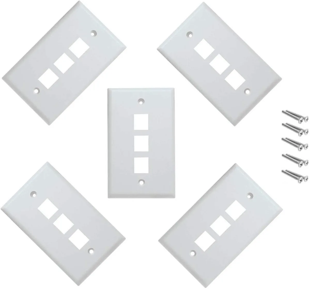 iMBAPrice iMBAPrice 3 Port Keystone Jack Wall Plate 1-Gang White Pack of 5 — product photo