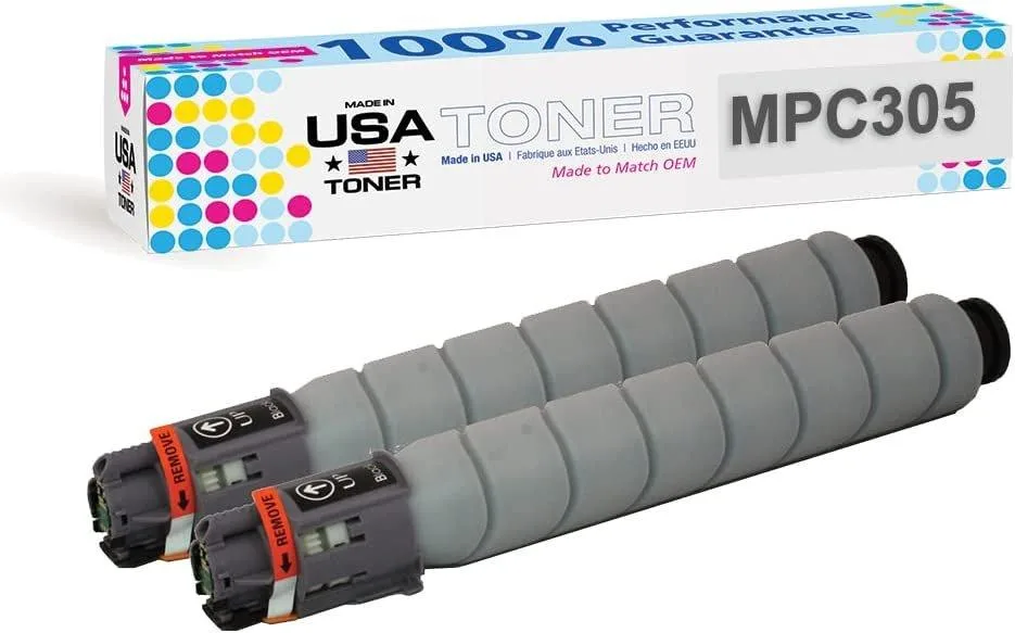MADE IN USA TONER MADE IN USA TONER Compatible Black Toner Cartridge 2-Pack for Ricoh MP C305SP/C305SPF 12K Yield — product photo