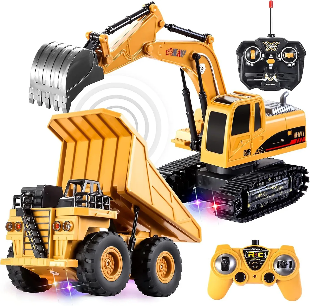 usbroway usbroway 2 PCS RC Excavator & Dump Truck Set — product photo