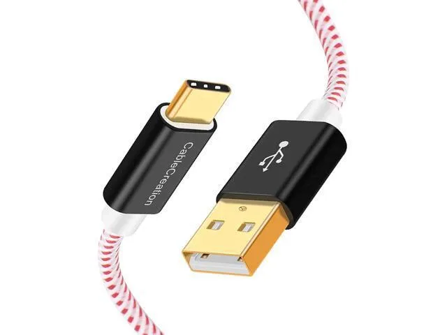 Manw Manw USB A to USB C Cable .8 ft 3A 480Mbps Braided Red — product photo