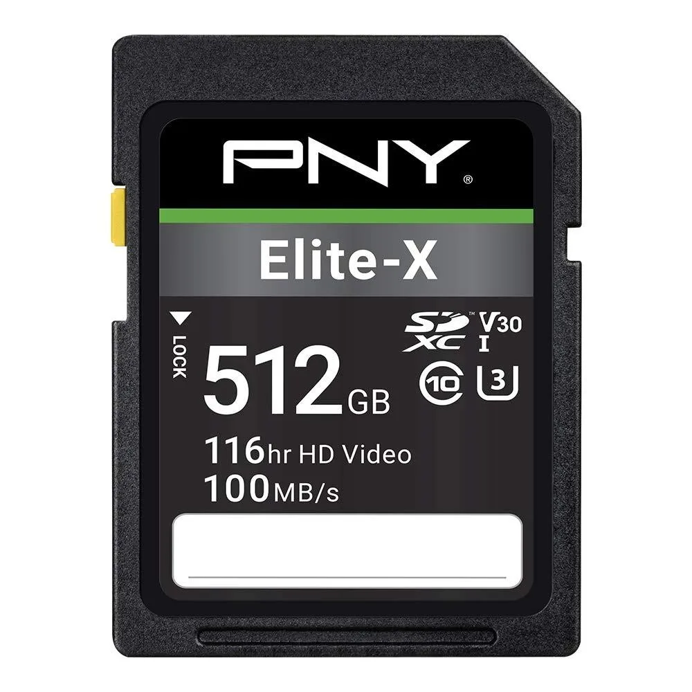 PNY Technologies, Inc. PNY Technologies, Inc. 512GB Elite-X SDXC Card 100MB/s U3 V30 — product photo