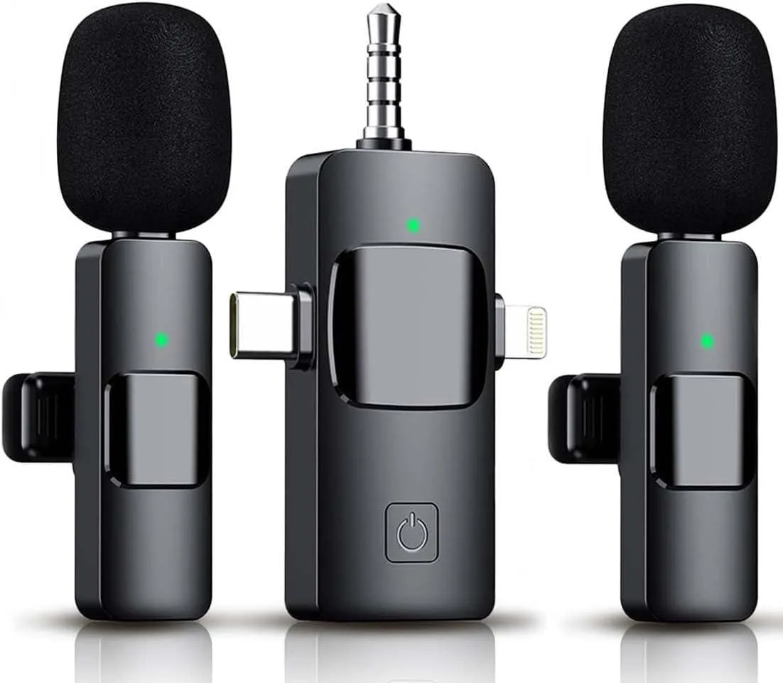  Akcswo 3-in-1 Wireless Lavalier Microphone 2 Mic 2.4GHz 12h .11lb — product photo