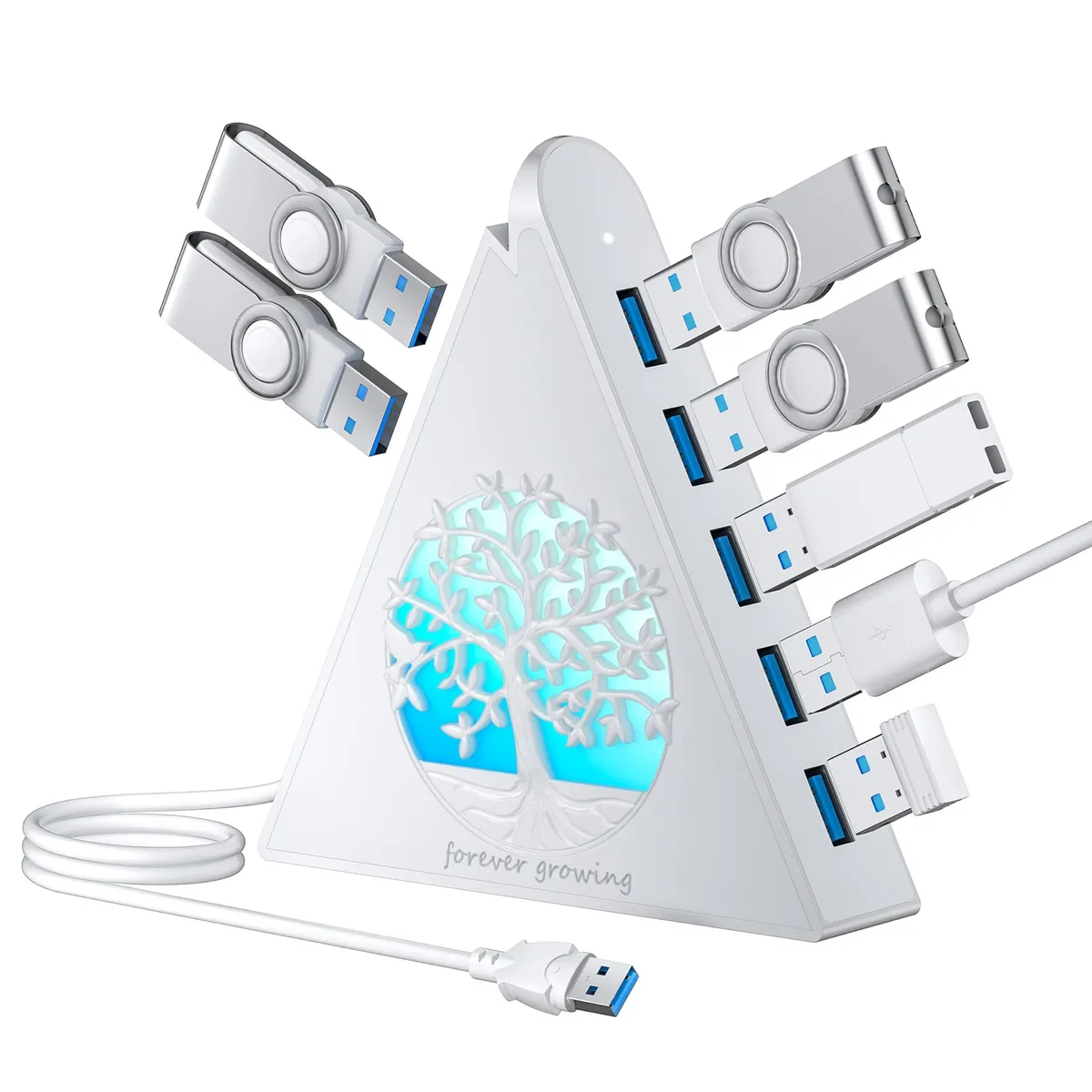 Barrow Mods Barrow Mods 7-Port USB 3.0 Hub White Tree RGB 2 in 1 accessory — product photo