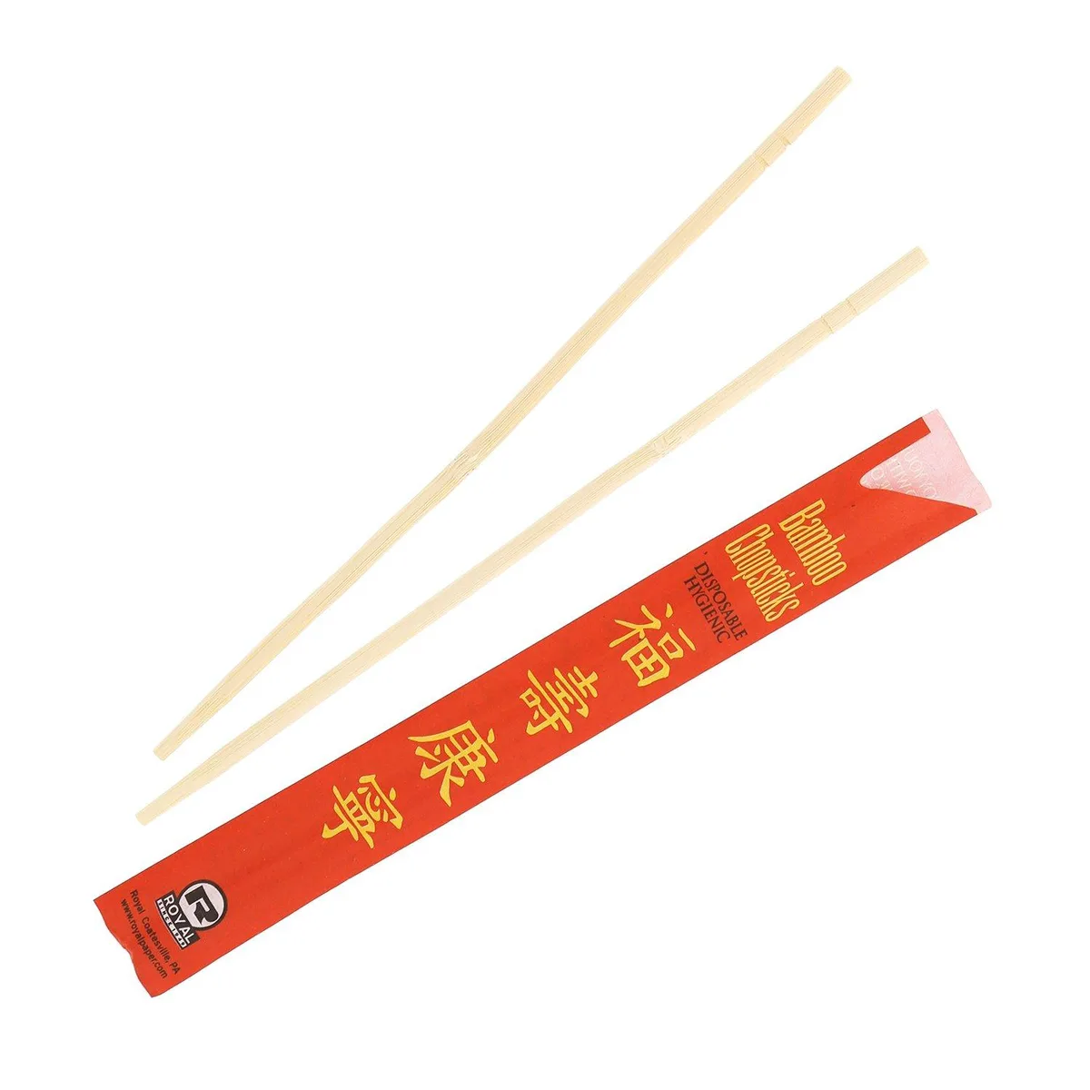Bag of 100 sleeved bamboo chopsticks, 9 in, brown, round, UV treated