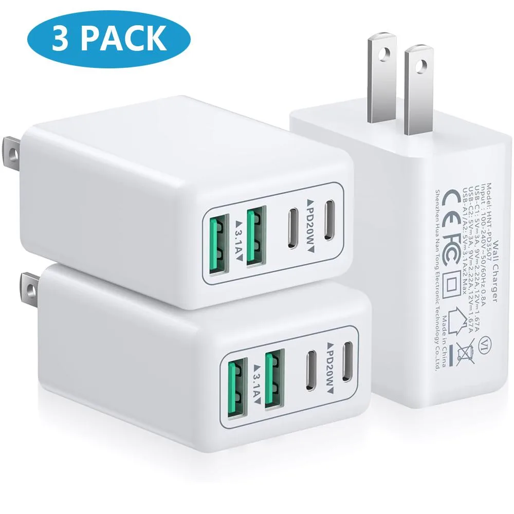 IHDAPP IHDAPP 40W 4-Port USB-C Wall Charger 3-Pack White — product photo