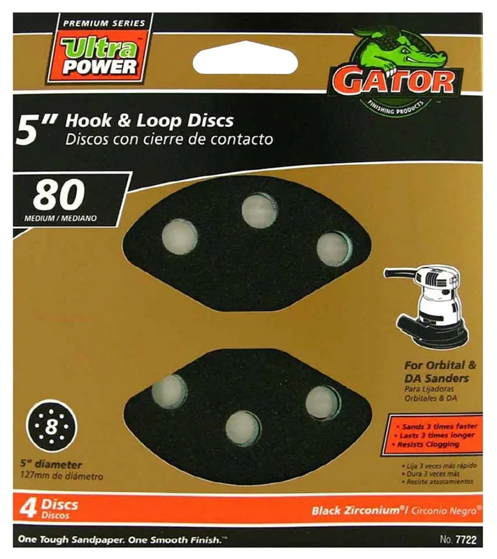 Ali Indistries Inc Ali Industries Inc 5In 80Grt Rsn 8Hl Sanding Discs Hook &amp; Loop 7722 — product photo