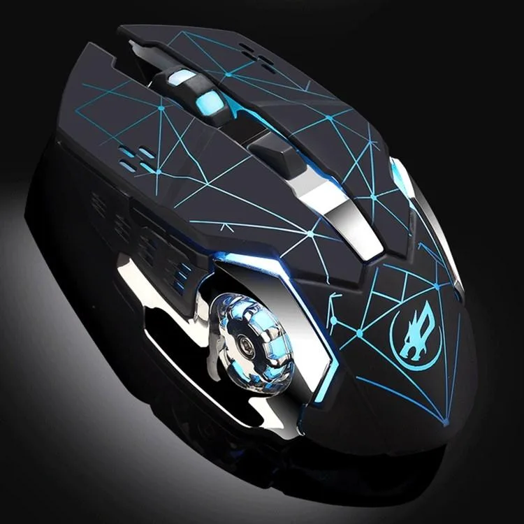 allentian allentian WARWOLF Q8 Wireless Rechargeable Gaming Mouse Black 6 Keys 2.4GHz 1200-1600DPI 400mAh 10m 185g — product photo