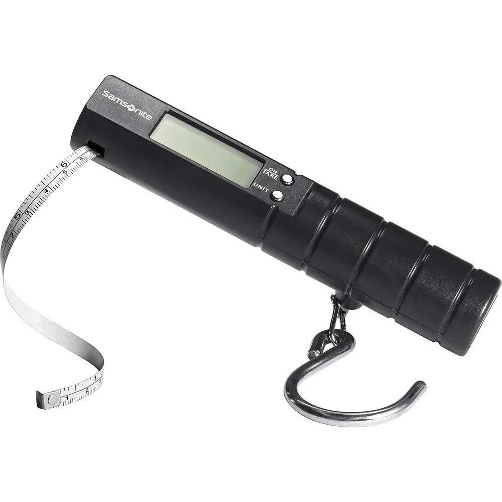 Samsonite electronic luggage scale black with strap and blue backlight display