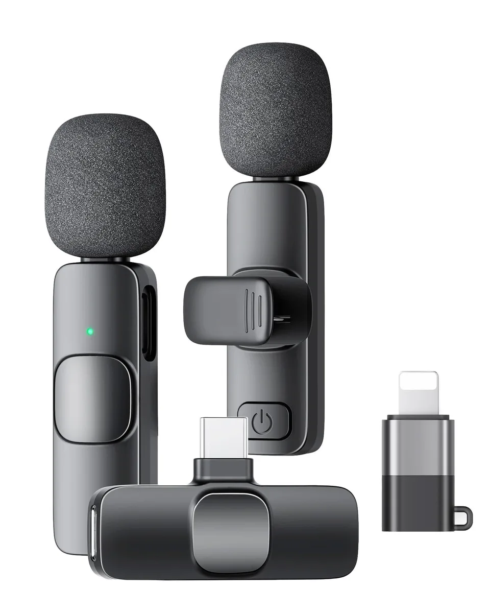  KUKIHO Mic-02 2-pack wireless lavalier microphone USB-C Greyish black — product photo