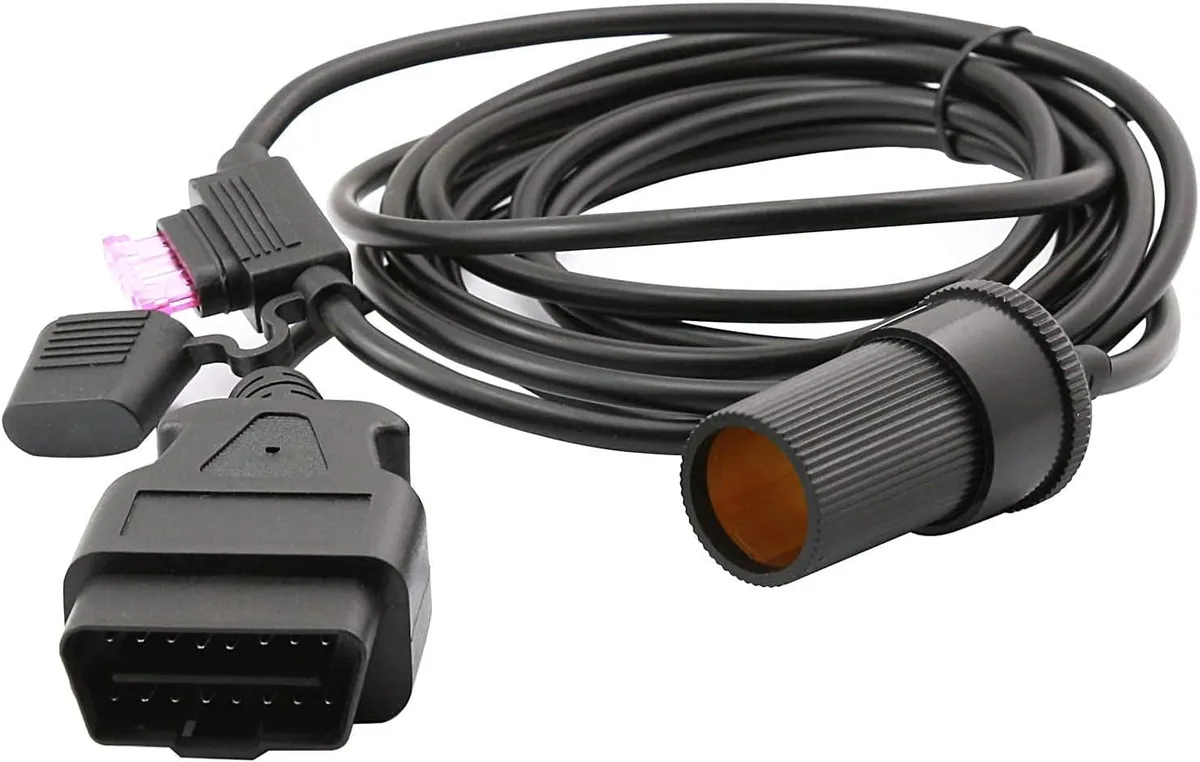TAURKENAM TAURKENAM OBD2 to Cigarette Lighter Female Connector 9.8ft 24awg 3A Fuse car electronics accessory — product photo