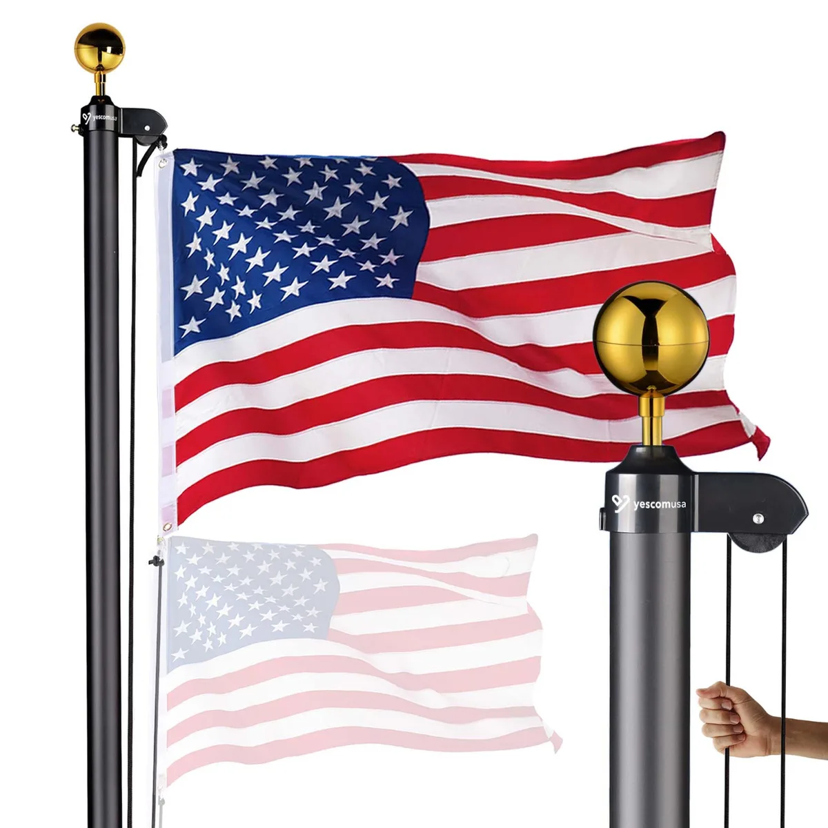 Yescom USA, Inc. Yescom USA, Inc. 22FLP021-20S18-06 20ft 13 Gauge Sectional Flag Pole Kit — product photo