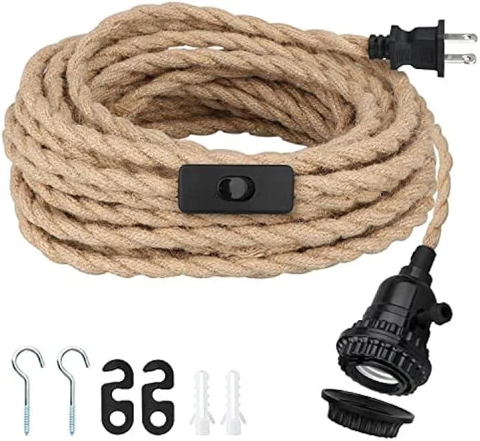 usbroway usbroway pendant light cord 16.5ft e26 e27 80w 18awg .82mm² — product photo