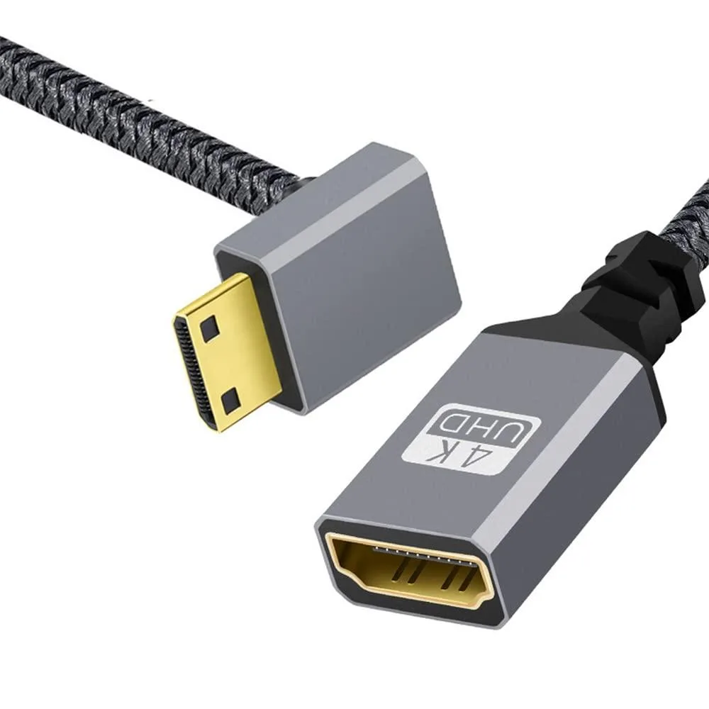 Fervit Fervit 4K Mini HDMI 1.4 Male 90° Down Angled to HDMI Female Extension Cable — product photo