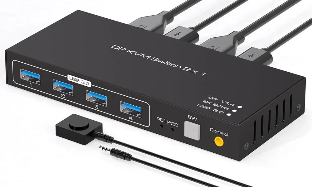 Jansicotek Jansicotek SW204N-DP DisplayPort KVM Switch 2×1 8K@60Hz 4×USB 3.0 — product photo