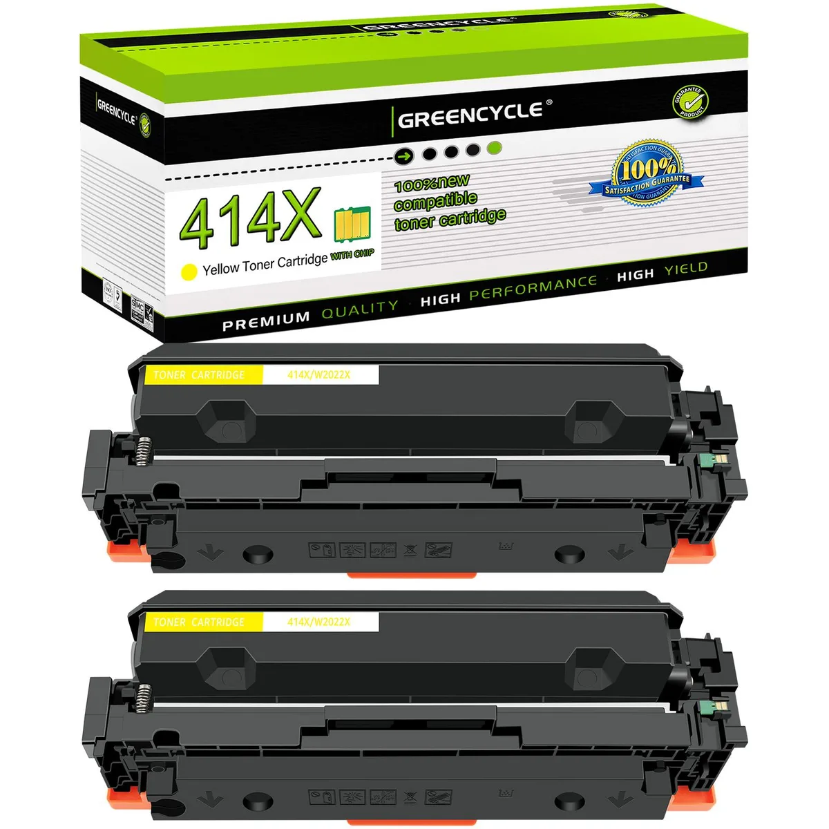 GREENCYCLE GREENCYCLE 414X Yellow Toner Cartridge 2 Pack W2022X — product photo