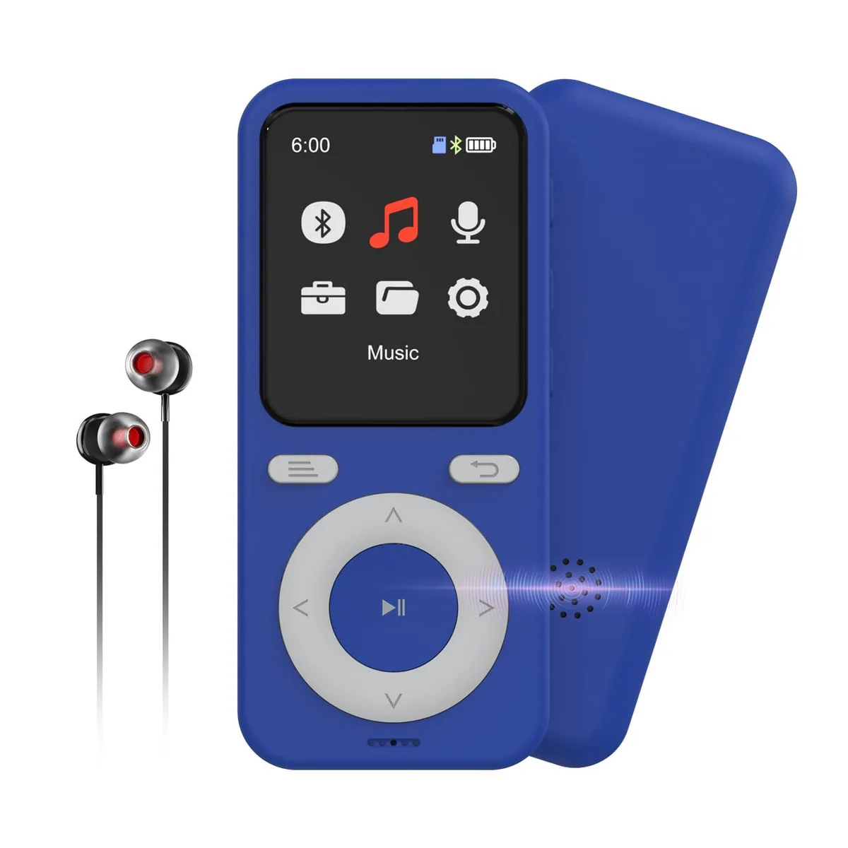 wiwoo 64GB MP3 Player Bluetooth 5.3 Blue 1.8" LCD — product photo