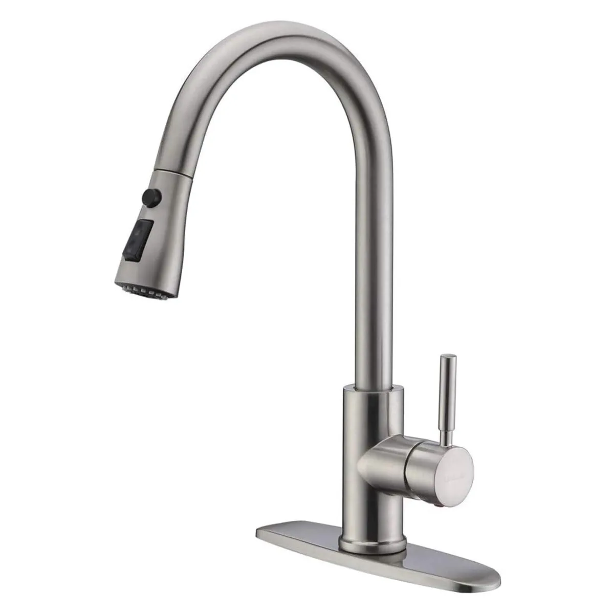 Brushed nickel high arc kitchen faucet with pull out sprayer and single handle